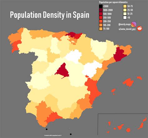 spain population distribution map